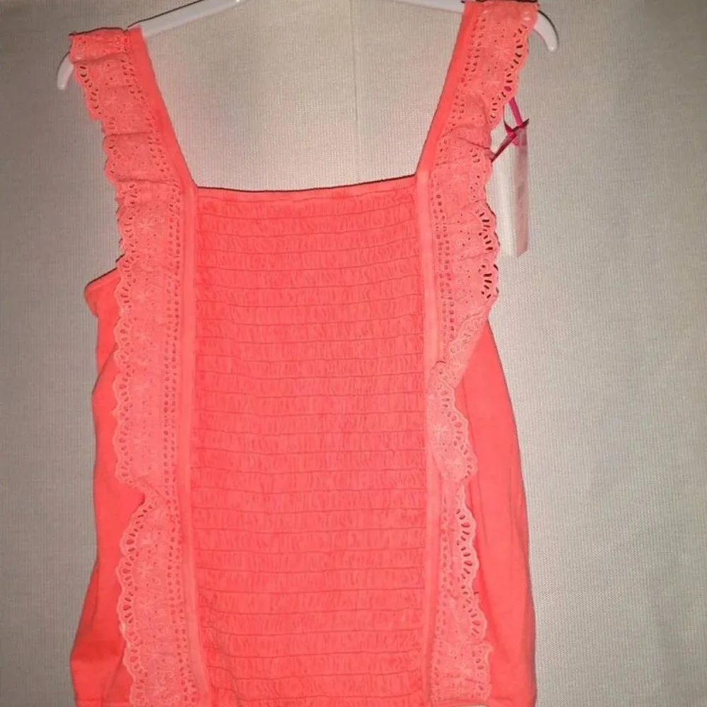 Just girls XL (16/18) Grommet Tank top color neon orangey coral K-170